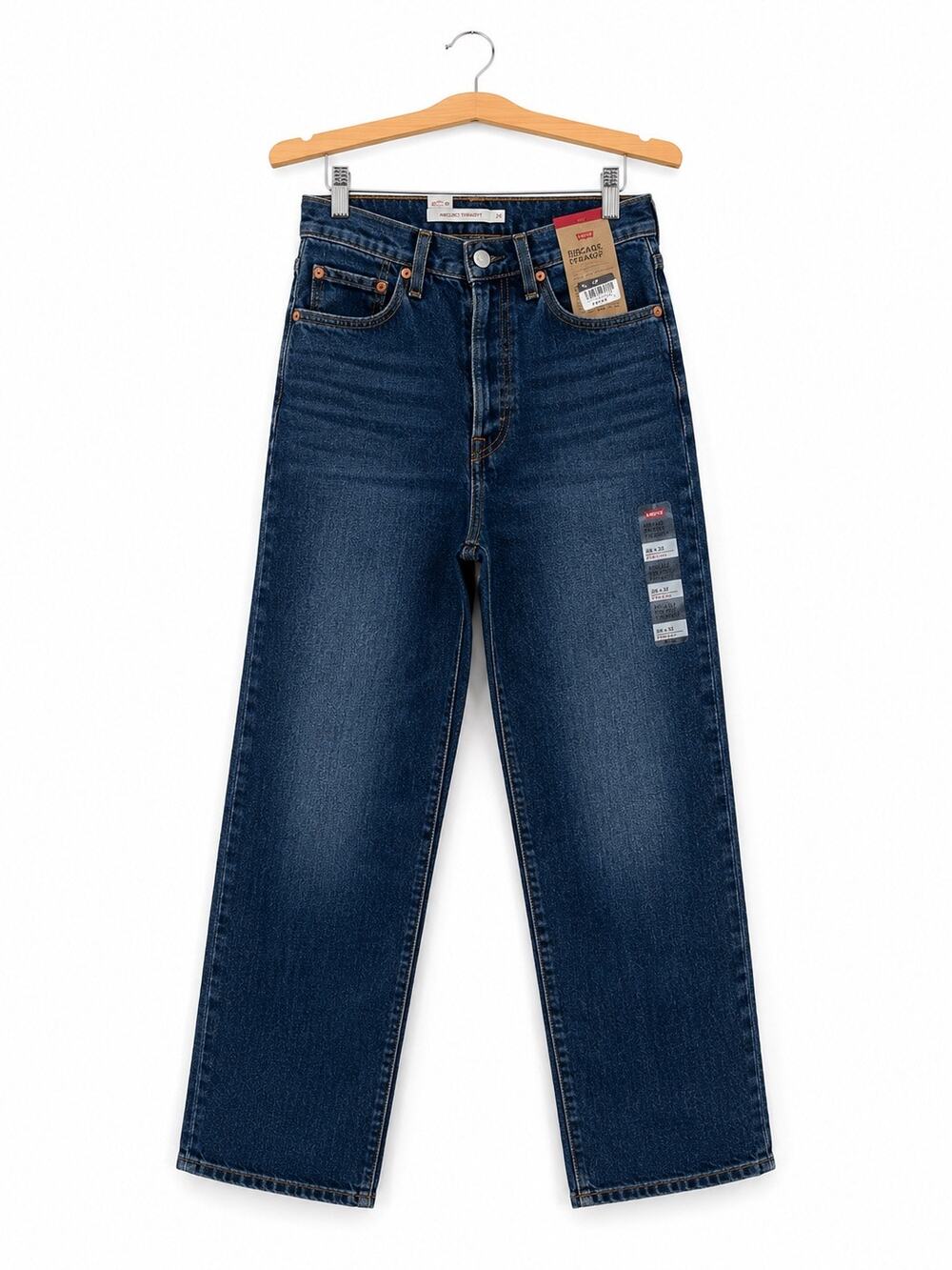 NWT Levis Ribcage Straight Ankle Jeans Size 24 High Rise Dark Wash Women